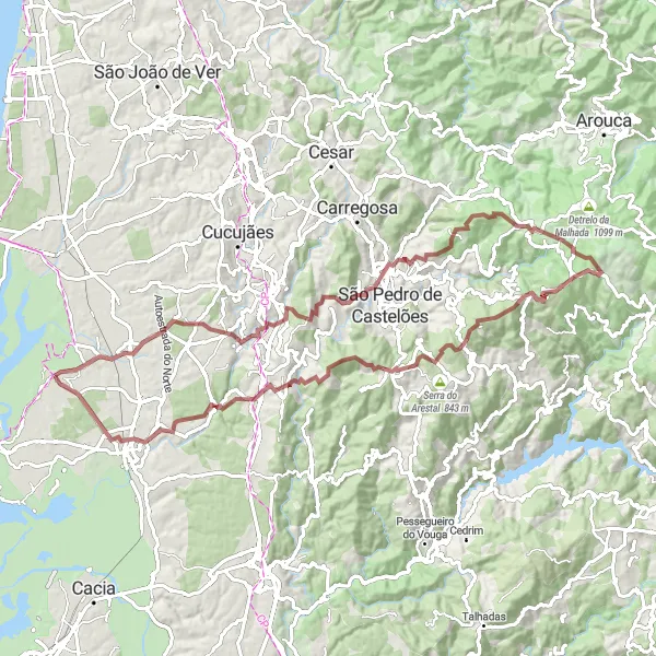 Miniatura do mapa de inspiração para ciclismo "Rota da Serra" em Centro (PT), Portugal. Gerado pelo planejador de rotas de ciclismo Tarmacs.app