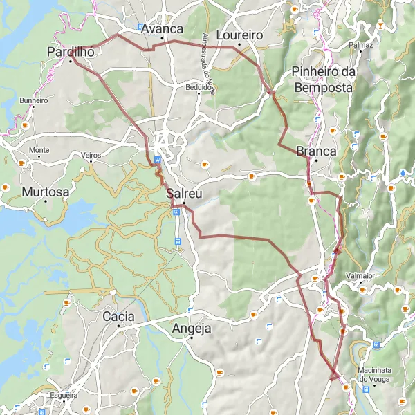 Miniatura do mapa de inspiração para ciclismo "Rota de Ciclismo Gravel Albergaria-a-Velha" em Centro (PT), Portugal. Gerado pelo planejador de rotas de ciclismo Tarmacs.app