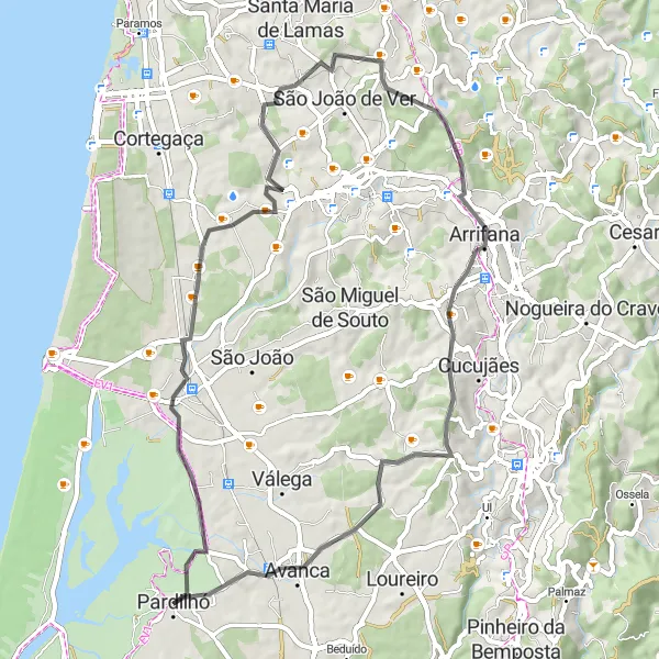 Miniatura do mapa de inspiração para ciclismo "Caminho da Arrifana" em Centro (PT), Portugal. Gerado pelo planejador de rotas de ciclismo Tarmacs.app