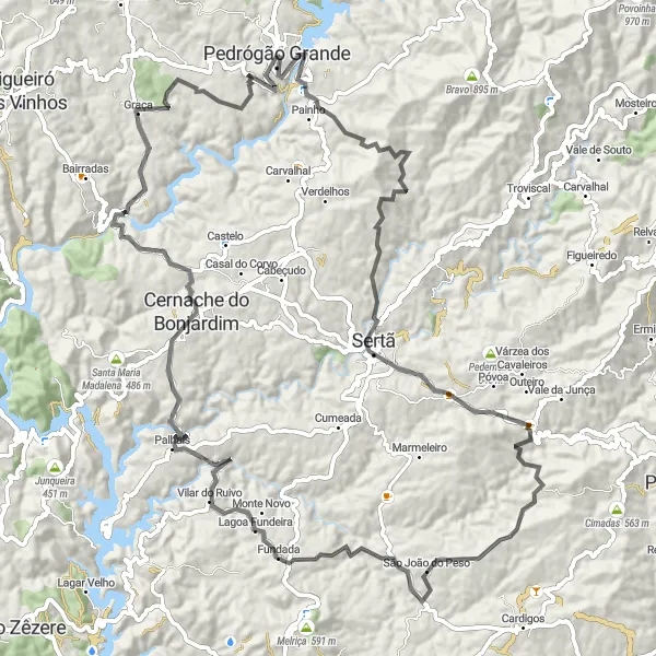 Miniatura do mapa de inspiração para ciclismo "Volta pela Sertã e Fundada" em Centro (PT), Portugal. Gerado pelo planejador de rotas de ciclismo Tarmacs.app