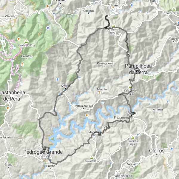 Miniatura do mapa de inspiração para ciclismo "Desafio pelas Montanhas de Pampilhosa da Serra" em Centro (PT), Portugal. Gerado pelo planejador de rotas de ciclismo Tarmacs.app