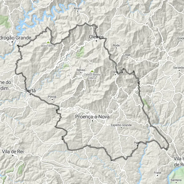 Miniatura do mapa de inspiração para ciclismo "Rota de Estrada do Vale do Zêzere" em Centro (PT), Portugal. Gerado pelo planejador de rotas de ciclismo Tarmacs.app