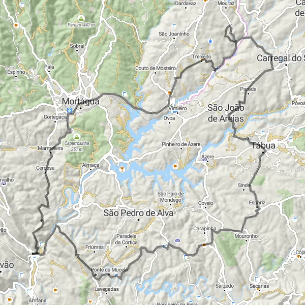 Map miniature of "Penacova to Miradouro da Livraria do Mondego Extended Road Cycling Route" cycling inspiration in Centro (PT), Portugal. Generated by Tarmacs.app cycling route planner