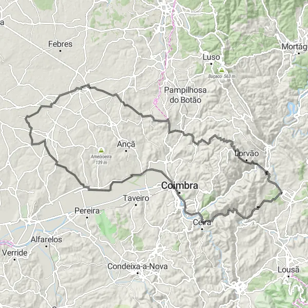 Map miniature of "Poiares - Cantanhede Loop" cycling inspiration in Centro (PT), Portugal. Generated by Tarmacs.app cycling route planner