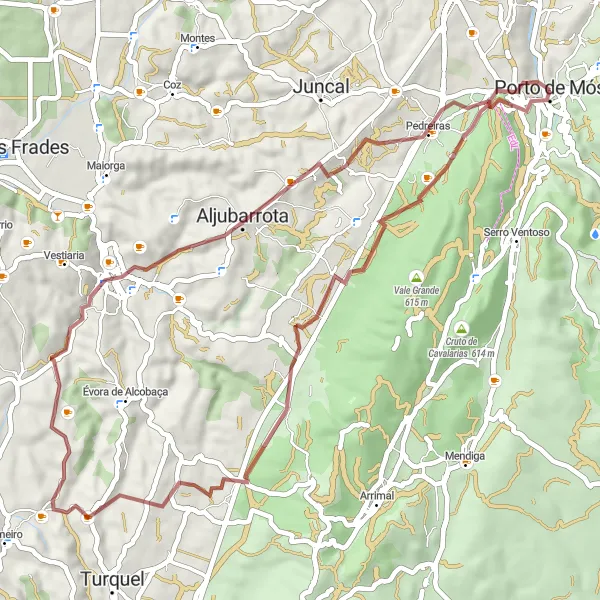 Map miniature of "Porto de Mós Gravel Adventure" cycling inspiration in Centro (PT), Portugal. Generated by Tarmacs.app cycling route planner