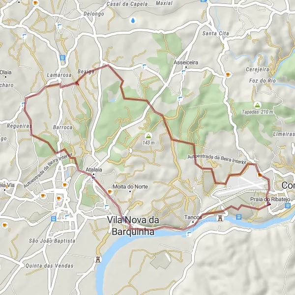 Miniatura do mapa de inspiração para ciclismo "Rota da Aventura" em Centro (PT), Portugal. Gerado pelo planejador de rotas de ciclismo Tarmacs.app
