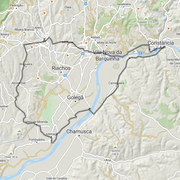 Miniatura do mapa de inspiração para ciclismo "Rota do Almourol" em Centro (PT), Portugal. Gerado pelo planejador de rotas de ciclismo Tarmacs.app