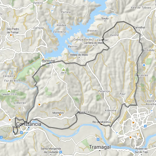 Miniatura do mapa de inspiração para ciclismo "Rota de Constância" em Centro (PT), Portugal. Gerado pelo planejador de rotas de ciclismo Tarmacs.app