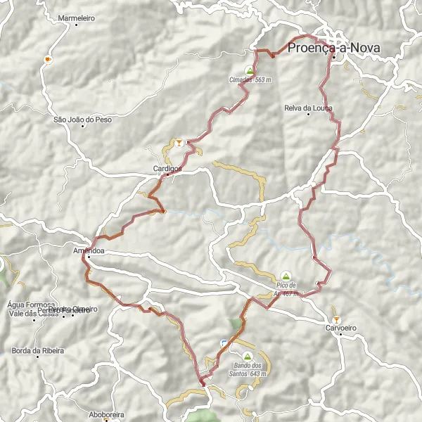 Miniatura do mapa de inspiração para ciclismo "Caminho dos Cardigos" em Centro (PT), Portugal. Gerado pelo planejador de rotas de ciclismo Tarmacs.app