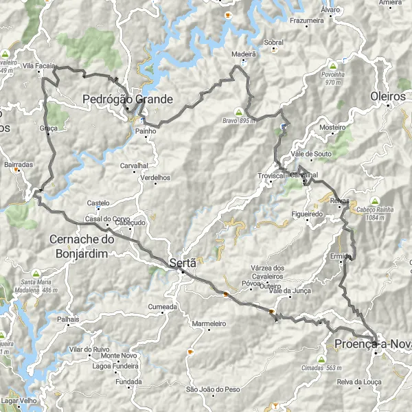 Miniatura do mapa de inspiração para ciclismo "Desafio da Ermida" em Centro (PT), Portugal. Gerado pelo planejador de rotas de ciclismo Tarmacs.app