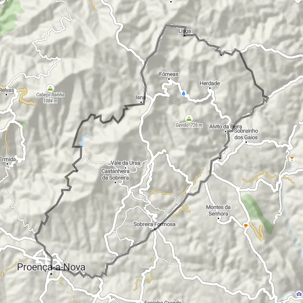 Map miniature of "Picturesque Villages and Scenic Routes" cycling inspiration in Centro (PT), Portugal. Generated by Tarmacs.app cycling route planner