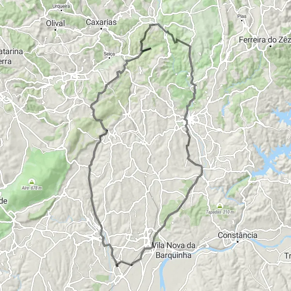 Map miniature of "Riachos to Tomar and Entroncamento" cycling inspiration in Centro (PT), Portugal. Generated by Tarmacs.app cycling route planner