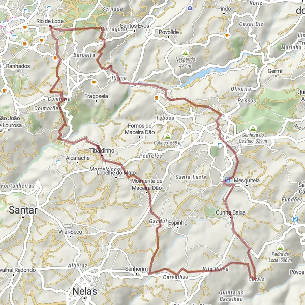 Miniatura do mapa de inspiração para ciclismo "Rota Caminhos do Dão" em Centro (PT), Portugal. Gerado pelo planejador de rotas de ciclismo Tarmacs.app