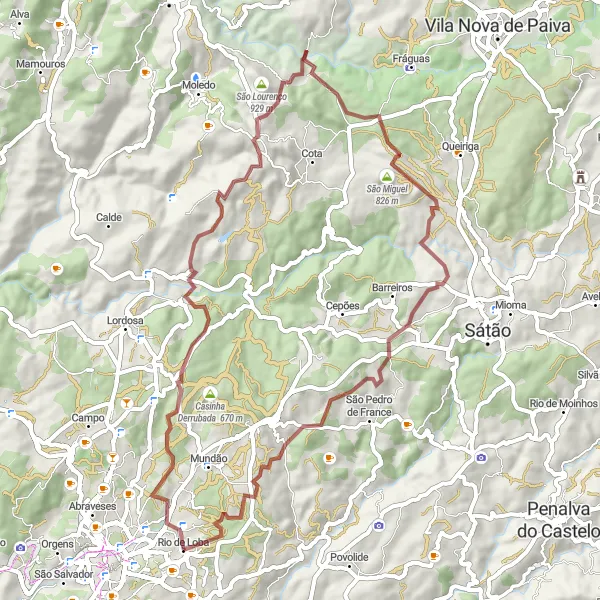Miniatura do mapa de inspiração para ciclismo "Rota de Ciclismo em Gravel pela Natureza" em Centro (PT), Portugal. Gerado pelo planejador de rotas de ciclismo Tarmacs.app