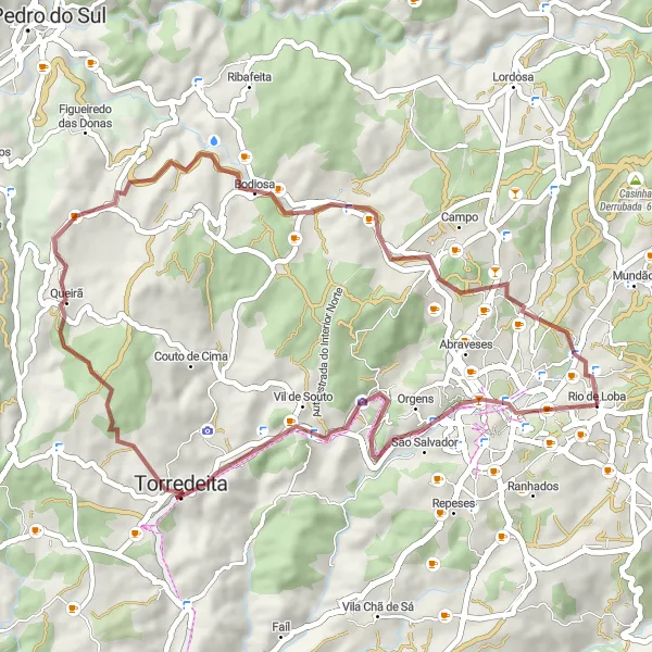 Miniatura do mapa de inspiração para ciclismo "Caminho das Aldeias de Lafões" em Centro (PT), Portugal. Gerado pelo planejador de rotas de ciclismo Tarmacs.app