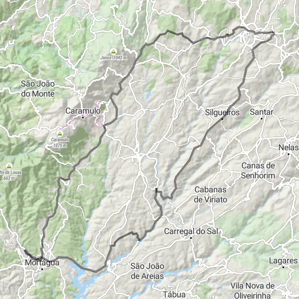 Miniatura do mapa de inspiração para ciclismo "Circuito da Serra de Lousã" em Centro (PT), Portugal. Gerado pelo planejador de rotas de ciclismo Tarmacs.app