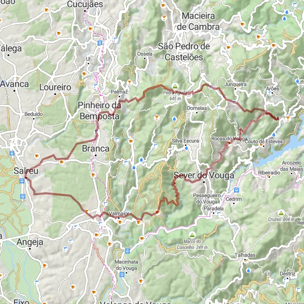 Miniatura do mapa de inspiração para ciclismo "Desafio da Serra do Arestal" em Centro (PT), Portugal. Gerado pelo planejador de rotas de ciclismo Tarmacs.app