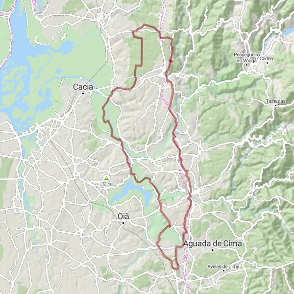 Miniatura do mapa de inspiração para ciclismo "Desafio de Gravel até Lamas do Vouga" em Centro (PT), Portugal. Gerado pelo planejador de rotas de ciclismo Tarmacs.app
