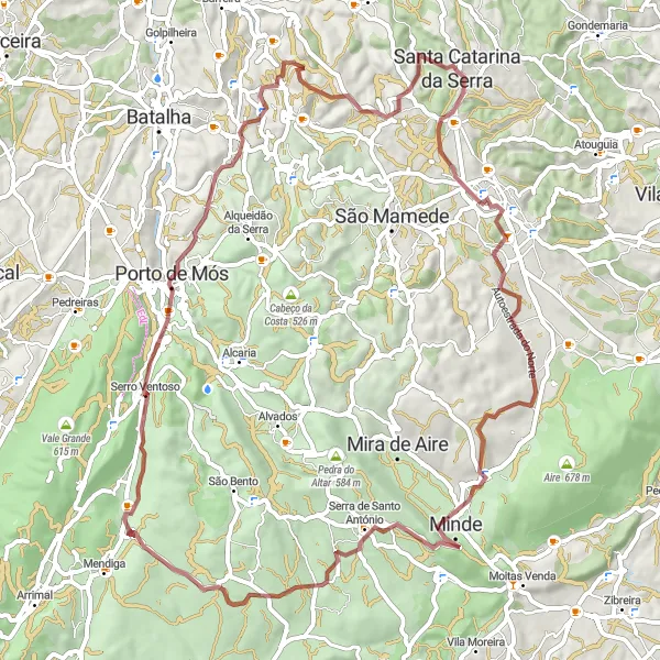 Miniatura do mapa de inspiração para ciclismo "Circuito da Serra de Santo António" em Centro (PT), Portugal. Gerado pelo planejador de rotas de ciclismo Tarmacs.app