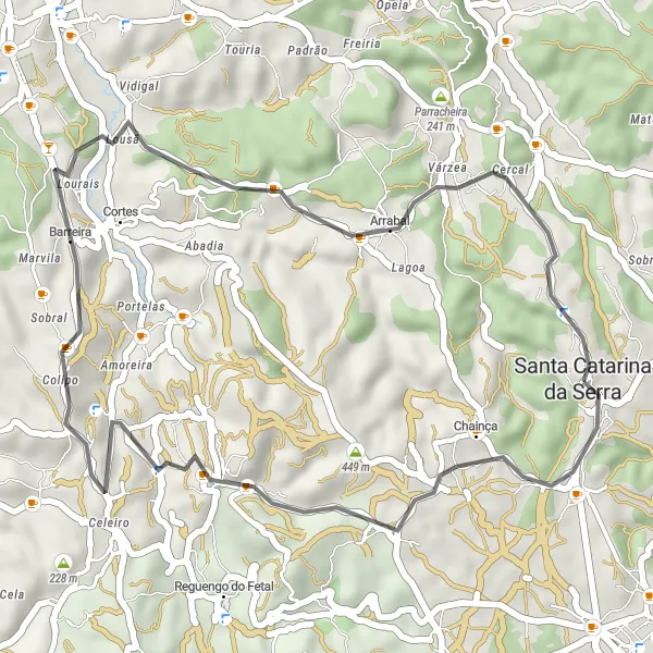 Map miniature of "Santa Catarina da Serra Loop" cycling inspiration in Centro (PT), Portugal. Generated by Tarmacs.app cycling route planner