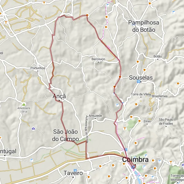 Miniatura do mapa de inspiração para ciclismo "Aventura nas Colinas" em Centro (PT), Portugal. Gerado pelo planejador de rotas de ciclismo Tarmacs.app