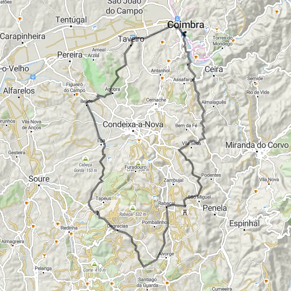Miniatura do mapa de inspiração para ciclismo "Rota dos Monumentos" em Centro (PT), Portugal. Gerado pelo planejador de rotas de ciclismo Tarmacs.app