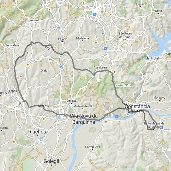 Miniatura do mapa de inspiração para ciclismo "Desafio Ciclístico em Barquinha" em Centro (PT), Portugal. Gerado pelo planejador de rotas de ciclismo Tarmacs.app