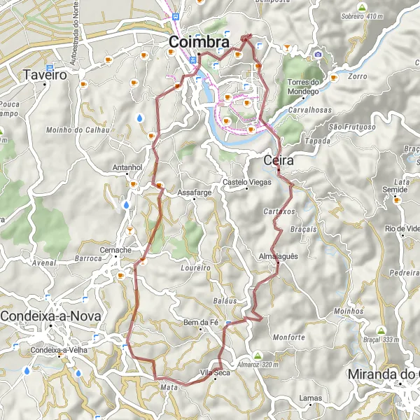 Miniatura do mapa de inspiração para ciclismo "Rota dos Miradouros" em Centro (PT), Portugal. Gerado pelo planejador de rotas de ciclismo Tarmacs.app