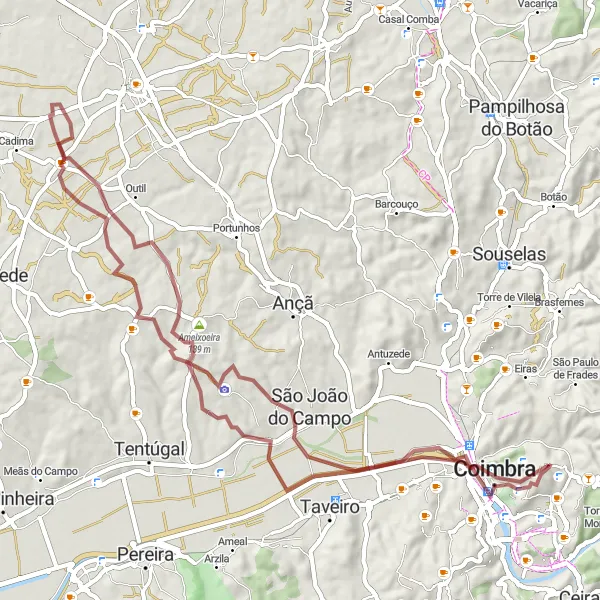 Miniatura do mapa de inspiração para ciclismo "Rota das Colinas" em Centro (PT), Portugal. Gerado pelo planejador de rotas de ciclismo Tarmacs.app