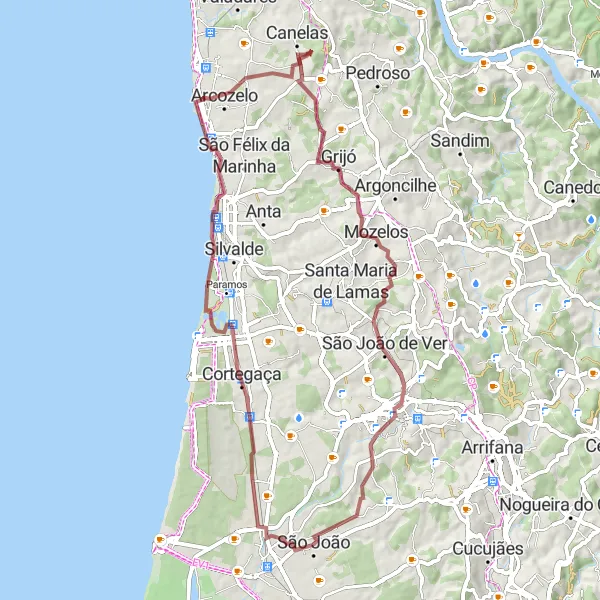 Miniatura do mapa de inspiração para ciclismo "Trilha Gravel de Cortegaça" em Centro (PT), Portugal. Gerado pelo planejador de rotas de ciclismo Tarmacs.app