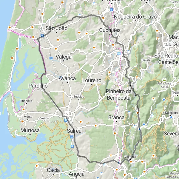 Miniatura do mapa de inspiração para ciclismo "Rota de Ciclismo de Estrada São João - Ovar" em Centro (PT), Portugal. Gerado pelo planejador de rotas de ciclismo Tarmacs.app
