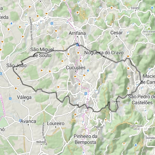 Miniatura do mapa de inspiração para ciclismo "Rota de Ciclismo de Estrada São João - São Martinho da Gândara" em Centro (PT), Portugal. Gerado pelo planejador de rotas de ciclismo Tarmacs.app