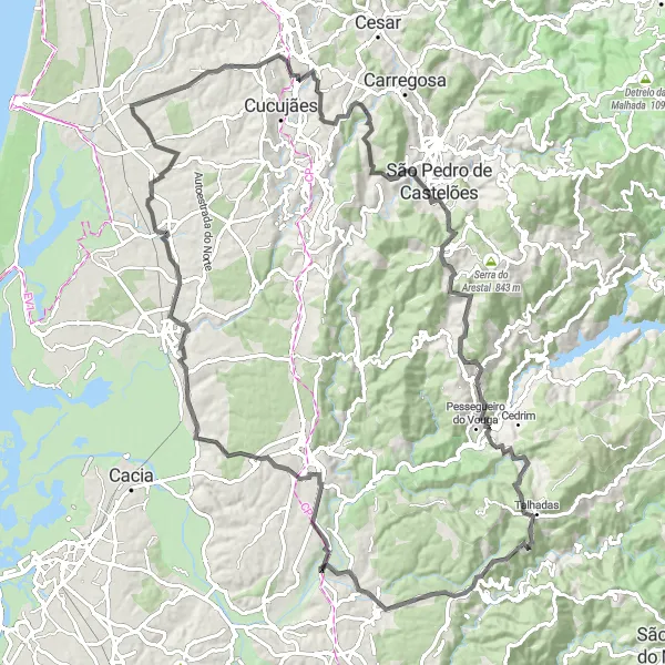 Miniatura do mapa de inspiração para ciclismo "Caminho Místico de São Roque" em Centro (PT), Portugal. Gerado pelo planejador de rotas de ciclismo Tarmacs.app