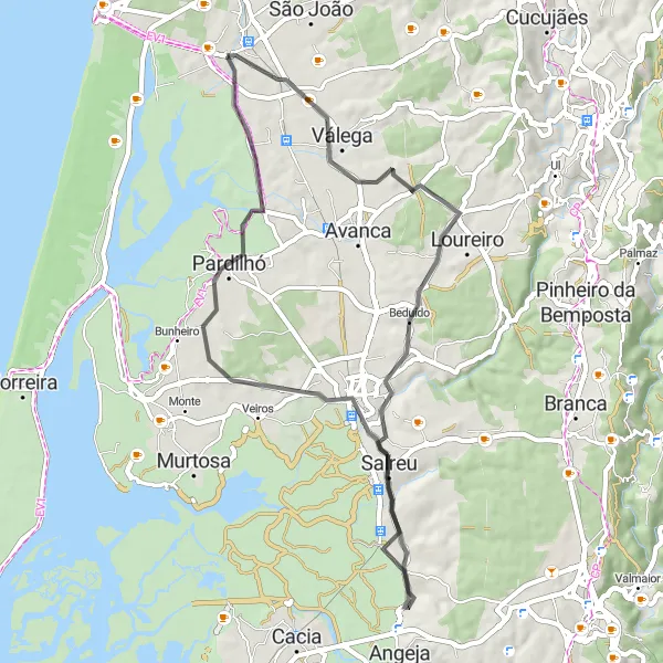 Miniatura do mapa de inspiração para ciclismo "Ciclovia Rural de Válega" em Centro (PT), Portugal. Gerado pelo planejador de rotas de ciclismo Tarmacs.app