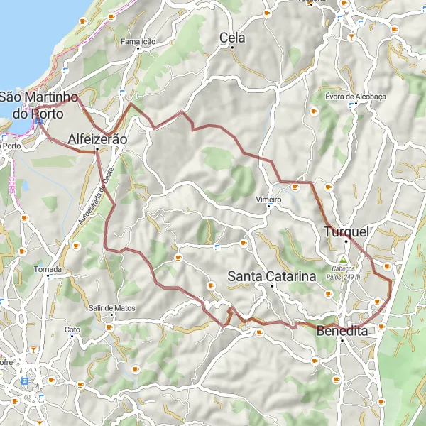 Miniatura do mapa de inspiração para ciclismo "Descoberta de Alfeizerão e Castelos Medievais" em Centro (PT), Portugal. Gerado pelo planejador de rotas de ciclismo Tarmacs.app