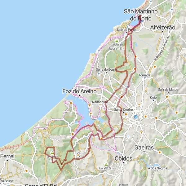 Miniatura do mapa de inspiração para ciclismo "Trilhas Gravel ao Redor de Caldas da Rainha" em Centro (PT), Portugal. Gerado pelo planejador de rotas de ciclismo Tarmacs.app