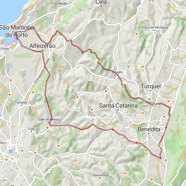 Miniatura do mapa de inspiração para ciclismo "Rota dos Cabeços de São Martinho" em Centro (PT), Portugal. Gerado pelo planejador de rotas de ciclismo Tarmacs.app
