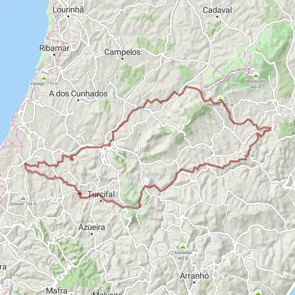 Map miniature of "Mystical Hilltop Gravel Adventure" cycling inspiration in Centro (PT), Portugal. Generated by Tarmacs.app cycling route planner