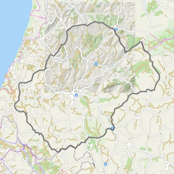 Map miniature of "Rolling Hills Road Adventure" cycling inspiration in Centro (PT), Portugal. Generated by Tarmacs.app cycling route planner