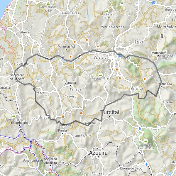 Map miniature of "Coastal Beauty and Historic Gems" cycling inspiration in Centro (PT), Portugal. Generated by Tarmacs.app cycling route planner