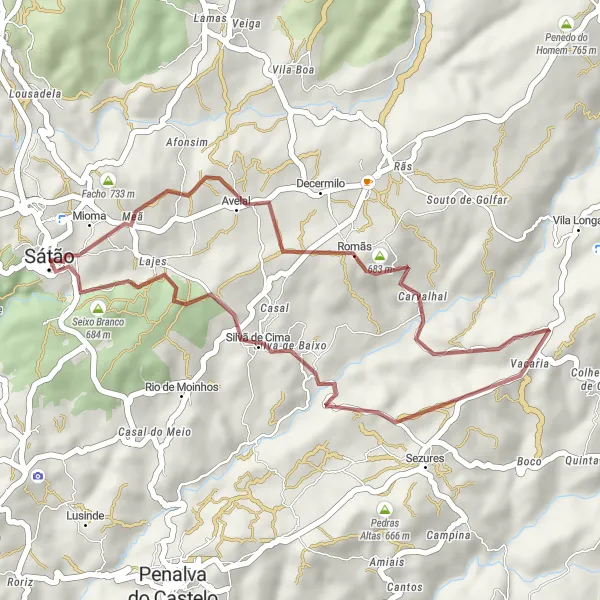 Miniatura do mapa de inspiração para ciclismo "Rota das Colinas Verdes" em Centro (PT), Portugal. Gerado pelo planejador de rotas de ciclismo Tarmacs.app