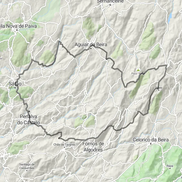 Miniatura do mapa de inspiração para ciclismo "Desafio da Montanha" em Centro (PT), Portugal. Gerado pelo planejador de rotas de ciclismo Tarmacs.app