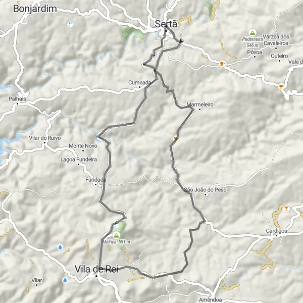 Miniatura do mapa de inspiração para ciclismo "Caminho Histórico de São João do Peso" em Centro (PT), Portugal. Gerado pelo planejador de rotas de ciclismo Tarmacs.app