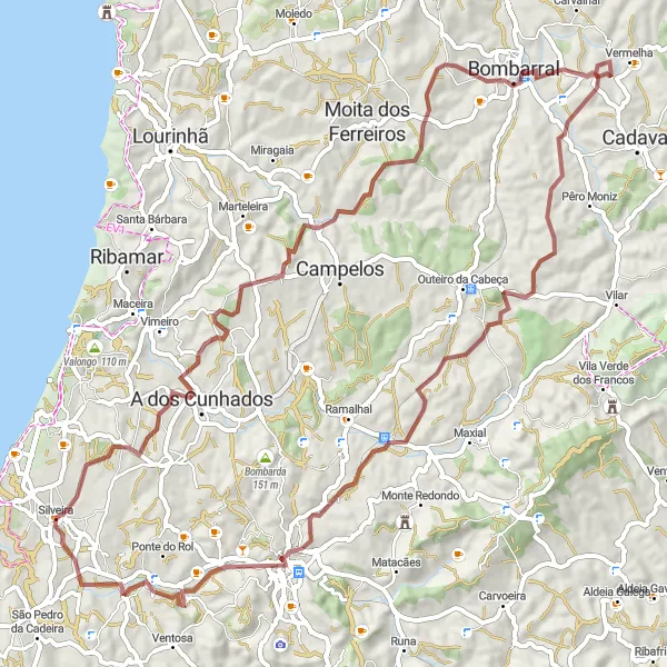 Map miniature of "Gravel Adventure" cycling inspiration in Centro (PT), Portugal. Generated by Tarmacs.app cycling route planner