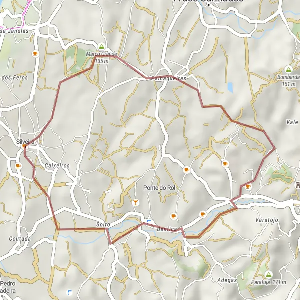 Map miniature of "Silveira to Casal Cochim Gravel Cycling Route" cycling inspiration in Centro (PT), Portugal. Generated by Tarmacs.app cycling route planner