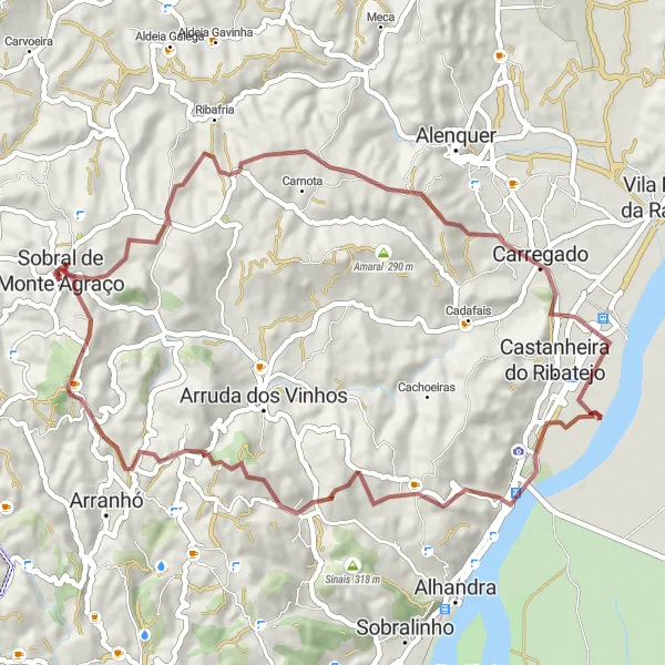 Map miniature of "Scenic Countryside Ride" cycling inspiration in Centro (PT), Portugal. Generated by Tarmacs.app cycling route planner