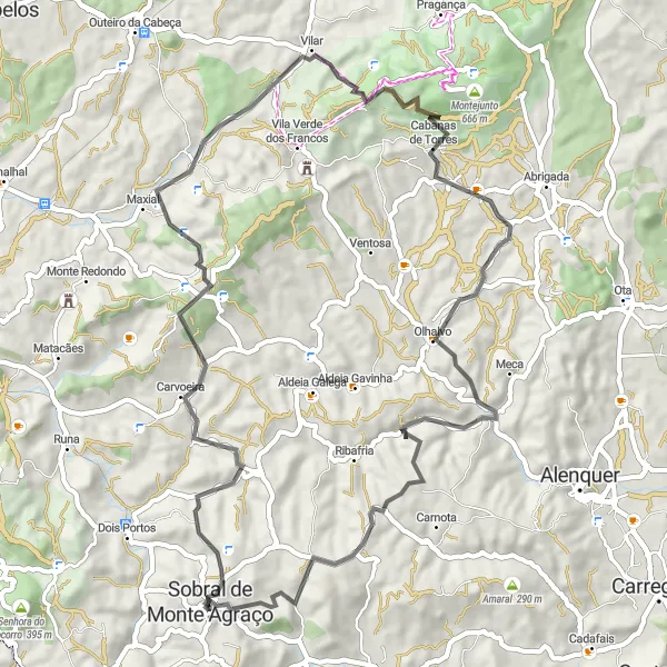 Miniatura do mapa de inspiração para ciclismo "Circuito da Serra" em Centro (PT), Portugal. Gerado pelo planejador de rotas de ciclismo Tarmacs.app