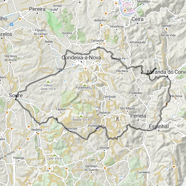 Miniatura do mapa de inspiração para ciclismo "Circuito das Montanhas Místicas" em Centro (PT), Portugal. Gerado pelo planejador de rotas de ciclismo Tarmacs.app