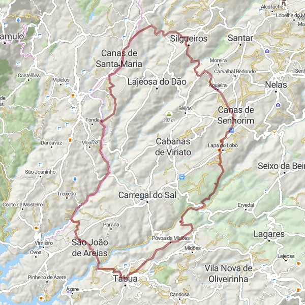 Miniatura do mapa de inspiração para ciclismo "Exploração rural ao redor de Tábua" em Centro (PT), Portugal. Gerado pelo planejador de rotas de ciclismo Tarmacs.app