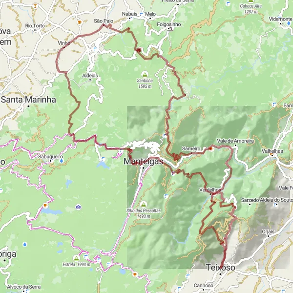 Miniatura do mapa de inspiração para ciclismo "Trilho Miradouros de Teixoso" em Centro (PT), Portugal. Gerado pelo planejador de rotas de ciclismo Tarmacs.app